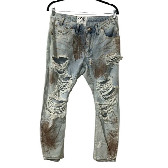 One Teaspoon Distressed Paint Splatter Jeans(Size 26) - Picture 3 of 7